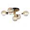 5Heads Glass Ball Pendant Lamp Black Gold Glass Globes Classic Vintage Ceiling Light for Kitchen Living Room