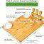 Bamboo Cheese Board Set Serving Tray with 3 Stainless Steel Knife