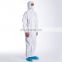 High quality paint white workwear EN14683 disposable full body antistatic coverall with hood cleanroom protection coverall