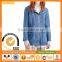 100% Cotton Wholesale Long-sleeve Hooded Chambray Parka Denim Jacket For Women