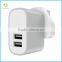 Wholesale Travel AC Adapter 2.4A EU/UK Plug Dual USB Wall Charger