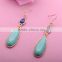 Pairs Vintage Gold Plated Simple Party Gift Earring Women Green Water Drop Shaped Dangle Earring
