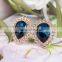 MOQ 5 PCS Fashion Women Earring Gold Earrings With Aquamarine