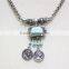 Antiqued Silver Folk w/ Aqua Stone Twist Chain Statement Necklace 2016 Fashion Style Wholesale