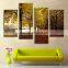 Modern golden autumn Fallen leaves landscape canvas prints 4 panels