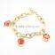 Stainless steel gold attractive girl's crystal charm bead bracelet