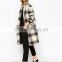 women wool Coat in Check black and white check wool coat winter