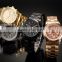 Luxury Brand Auto Date Gold Steel Strap Quartz Analog Ladies Watch