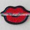 red color embroidery lip fabric number patches lace patch work in blouse neck designs 4*6cm