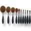 2016 New High Quality 10pcs Oval Makeup Brush Set Cosmetic Toothbrush Curve Foundation Cream Powder Blusher Makeup brush Tool