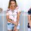 customize t shirt cheap Criss Cross Fancy Floral Tunic Tops