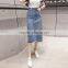 Wholesale Knee Length Denim Skirt Elastic Denim Long Fishtail Women Denim Long Skirt