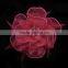 Wedding party brooch polka fabric flower brooches organza feather flower hair flower clip