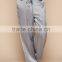 OEM Service Women Grey Satin Sleepwear Appeal Silk Pyjama Long Sleeve Blouse With Long Pants White Piping