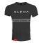 Black Gym Fitted Short Sleeve T Shirts Mens Cotton Spandex Athletic T Shirt OEM Printed Tapered Fitness Tee