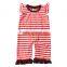 Hot Sale Organic Cotton Baby Clothes Infant Romper Baby Stripe Toddler Ruffle Romper