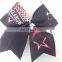 No minimun cheer bow strip rhinestone transfer customized logo and color cheerleading bows for girls