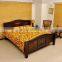 Bird Print Kantha Bedcover Yellow Bird of Paradise Quilt