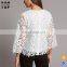 China wholesale 3/4 sleeve fitness clothing top women lace