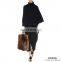 Women Turtleneck high fashion cashmere black poncho sweater