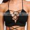 2017 New Fashion Womens Fashion Black Cross Strap Bralette