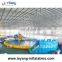 14x5x6.5m Wet Slide Park, Outdoor giant inflatable slide with big pool , backyard water slide