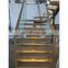 Canada Modern Indoor Small Space Stairs Stainless Steel Wooden Straight Staircase with LED Lighting