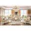 Antique Sofa European Genuine Leather solid wood furniture 1+2+3 living room Sofa Set