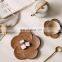 new design wintersweet shape walnut cup mat wood cups coaster 9.5x1cm