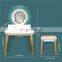 Vanity Table Set / Makeup Table with Oval Mirror & Stool / Bedroom Wood Dressing Table with 4 Storage Drawers White