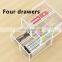 Clear Desk Storage Box Acrylic Organizer with Drawers for Office Home