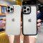 Metal Contrast Color Sublimation Clear Cover For IPhone 8/12/13 Pro Mobile Phone Case Anti Shock Transparent Soft Slim Tpu 14max