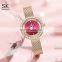 SHENGKEG Private Label Stainless Steel Watch K0169L Sunray Dial Mesh Strap Wristwatch Lady Watch Chain Watch for Women