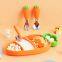 Cute Carrot Shape Plate Cutlery Set Baby Silicone Feeding Set