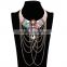 Solememo Wholesale Women's Vintage Jewelry Rhinestone Alloy Chain Tassel Bib Collar Choker Necklace