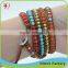 European Natural Stone Bead Fashion Leather Wrap Bracelet