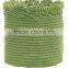 Round Crochet Basket Bright Red, Green, Light Grey