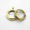 Fashion 25mm Round Gold 316L Stainless Steel Screw Glass Floating Charms Locket With Rhinestone