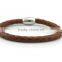 Snake Leather Snap Bracelet with Smooth Stainless Steel Magnetic Clasp