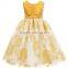 Fashion Yellow Girl Wedding Dresses Bow Belted Princess Dress Fancy Baby Clothing CMGD90326-5