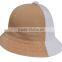 China wholesale flat top combined khaki and white bucket hat