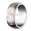 High Polish face etched 316L stainless steel charm rings jewelry girls finger ring
