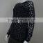 Womens' round neck long sleeve pullover knitted sweater with burn out print