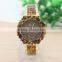 fashion women bezel geneva watch golden steel rhinestone dress watch female clock 2016