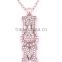 New Arrival Zinc Alloy Rhodium Plated Pave Crystal Sports Volleyball Mom Necklace