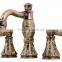 Artistic 3 hole Marble Handle Brass Bathroom Faucet