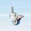 Light Duty 2" Blue PVC Screw Stem Locking Casters For Furniture