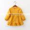Simple dress designs fashion girls long sleeve ruffle round neck dresses