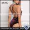 MGOO Fashion Manufacturer Purple Plunge Strap Bodysuits Velvet Blouses Cross V Neck Sexy Bloues Tops