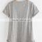 Plain white and grey pure cotton Roll Cuff Ruffle Trim Slub T-shirt